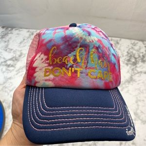 Simply Southern Beach Hair Don’t Care Pink & Blue Tie Dye Baseball Hat Cap